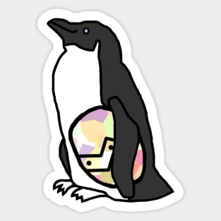 Penguin Holding Easter Egg Sticker